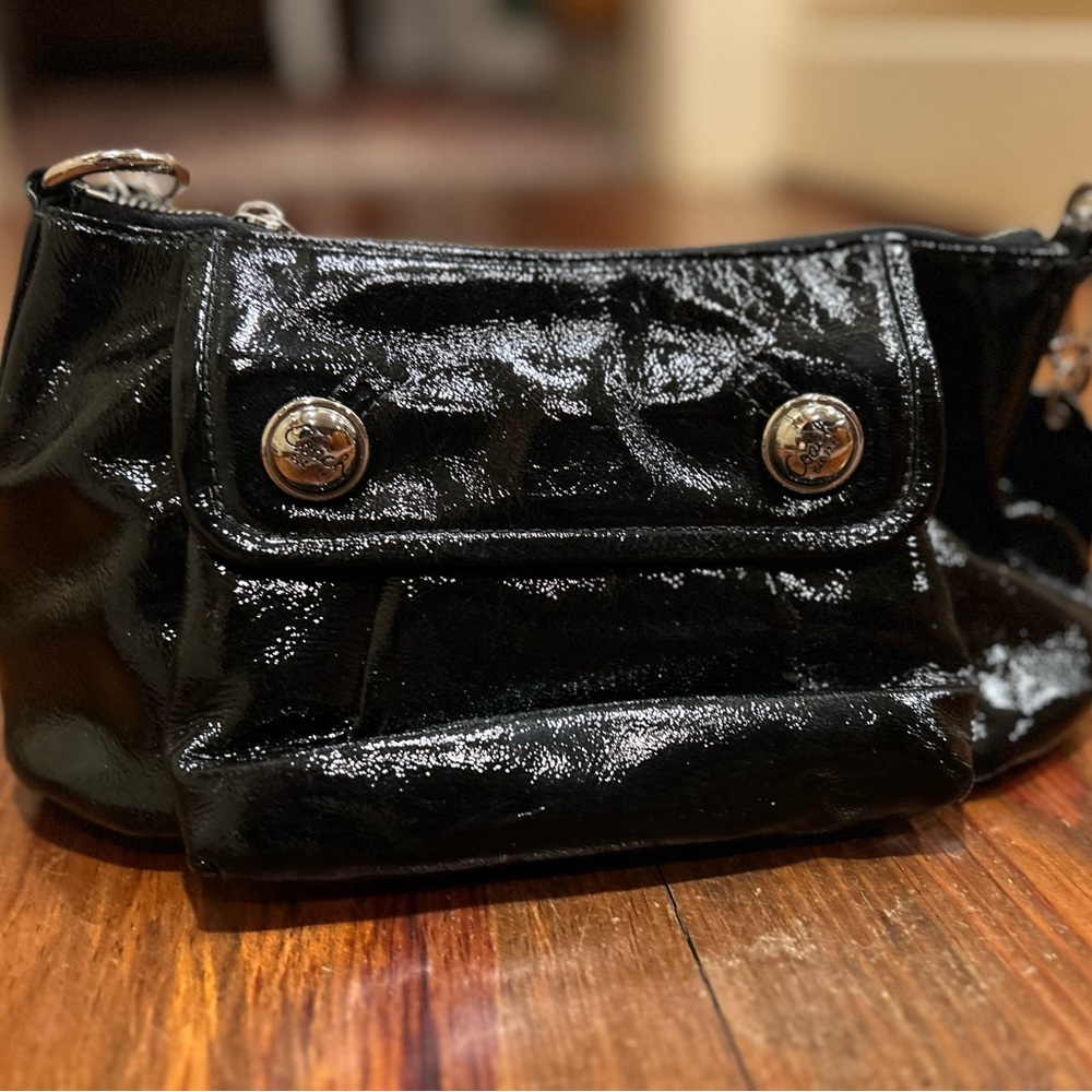 Coach black patent leather crossbody